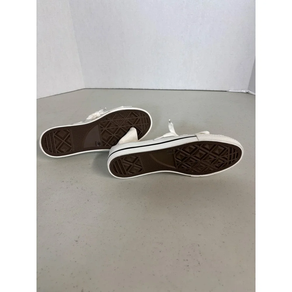 Ccocci Womens High Top Canvas‎ Sneakers Off White Smiley Face Patch Size 8